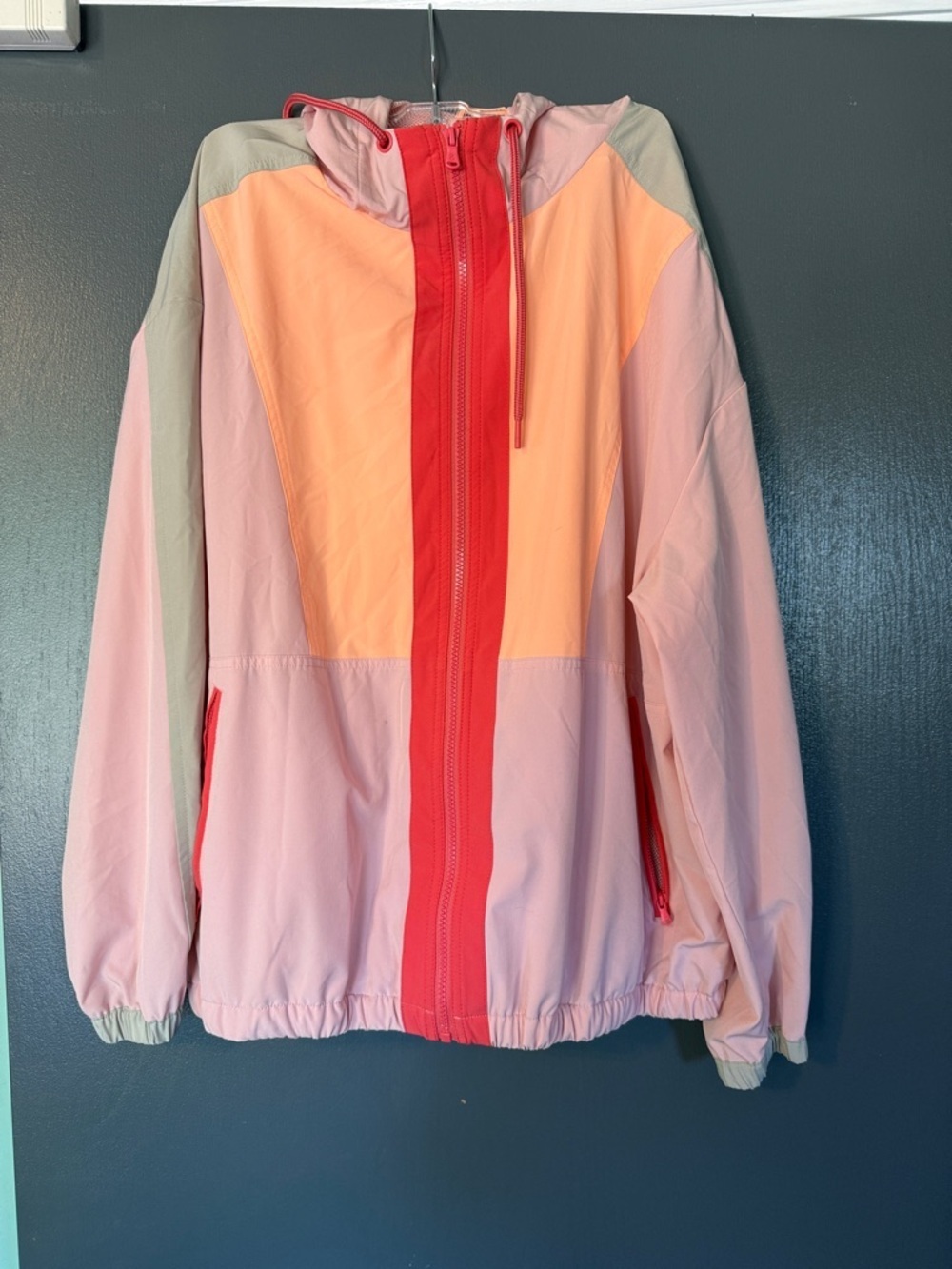 Lou & Grey Pink and Peach Hooded Windbreaker Jacket